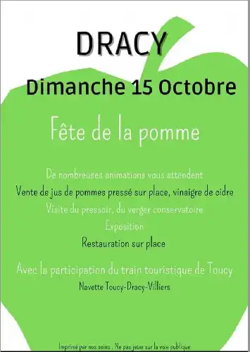 FETE DE LA POMME A DRACY LE DIMANCHE 15 OCTOBRE