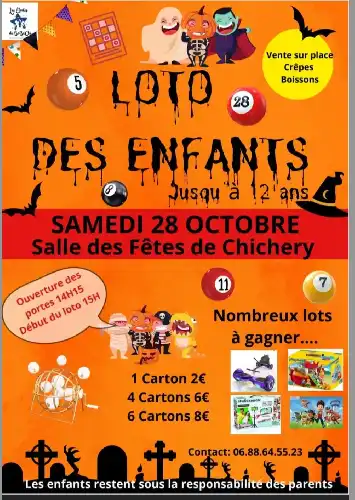 LOTO DES ENFANTS LE SAMEDI 28 OCTOBRE A CHICHERY