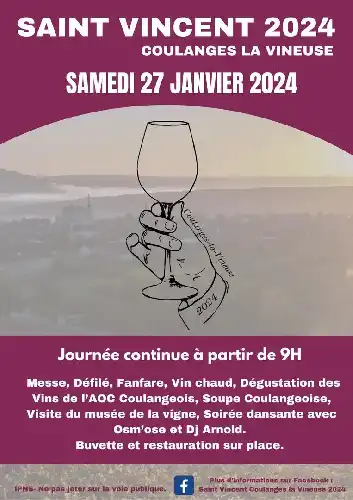 Saint Vincent à Coulanges la vineuse la samedi 27 janvier
