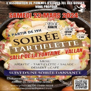 Soirée tartiflette le samedi 23 mars à Vallan