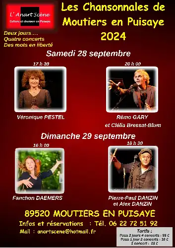 LES CHANSONNALES DE MOUTIERS EN PUISAYE LES SAMEDI 28 ET DIMANCHE 29 SEPTEMBRE