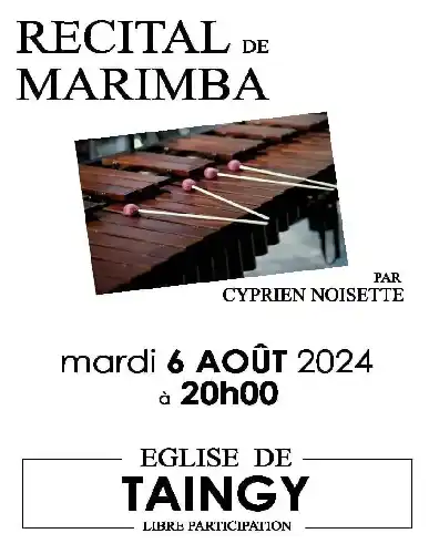 RÉCITAL DE MARIMBA LE MARDI 06 AOÛT À 20H À L'ÉGLISE DE TAINGY