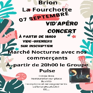 APÉRO ET CONCERT ET MARCHÉ NOCTURNE LE 07 SEPTEMBRE À PARTIR DE 18H À BRION