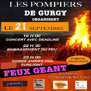 LES POMPIERS DE GURGY ORGANISENT UN FEU GÉANT AU STADE LE 21 SEPTEMBRE À PARTIR DE 19H