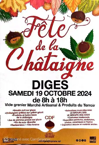 FÊTE DE LA CHÂTAIGNE À DIGES LE SAMEDI 19 OCTOBRE À PARTIR DE 08H