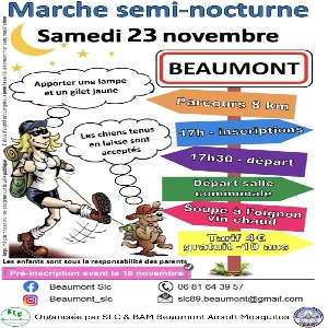 MARCHE SEMI NOCTURNE LE SAMEDI 23 NOVEMBRE À BEAUMONT