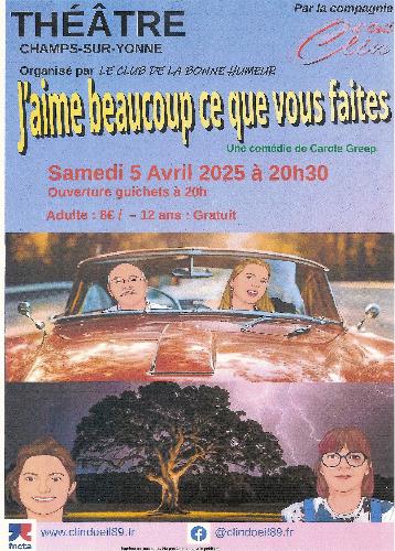THÉÂTRE À CHAMPS SUR YONNE LE SAMEDI 05 AVRIL À 20H30