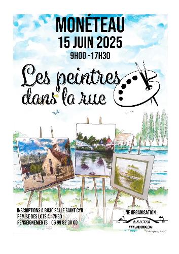 LES PEINTRES DANS LA RUE À MONÉTEAU LE 15 JUIN À PARTIR DE 09H