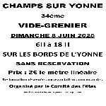 VIDE GRENIERS À CHAMPS SUR YONNE LE DIMANCHE 08 JUIN À PARTIR DE 6H